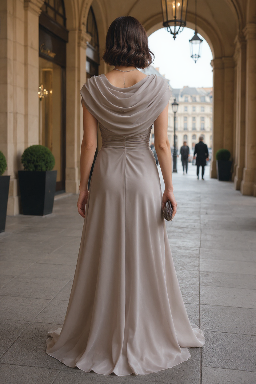 Camilla Ruched Waist Open Back Spaghetti Strap Maxi Evening Dress