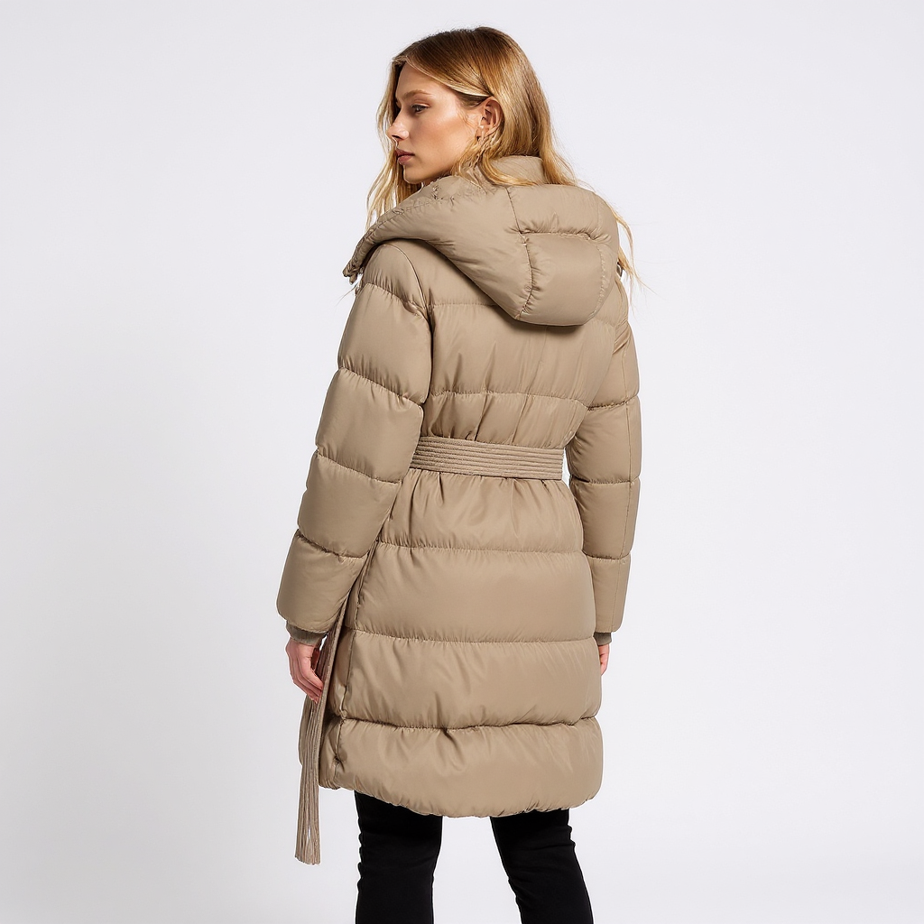 Jade Women Belted Long Hooded Down Coat