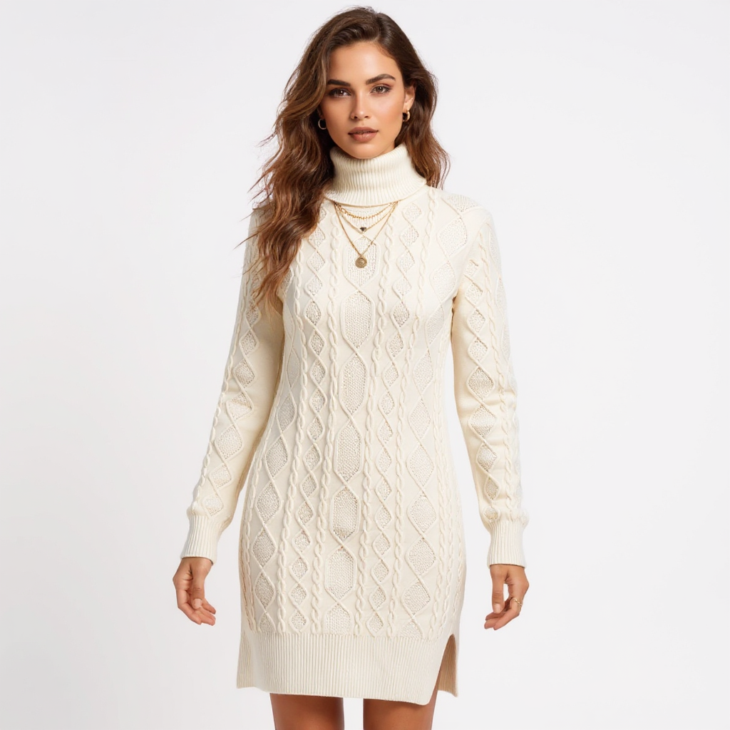 Ada Women Long Sleeve Round Neck Chunky Knit Sweater