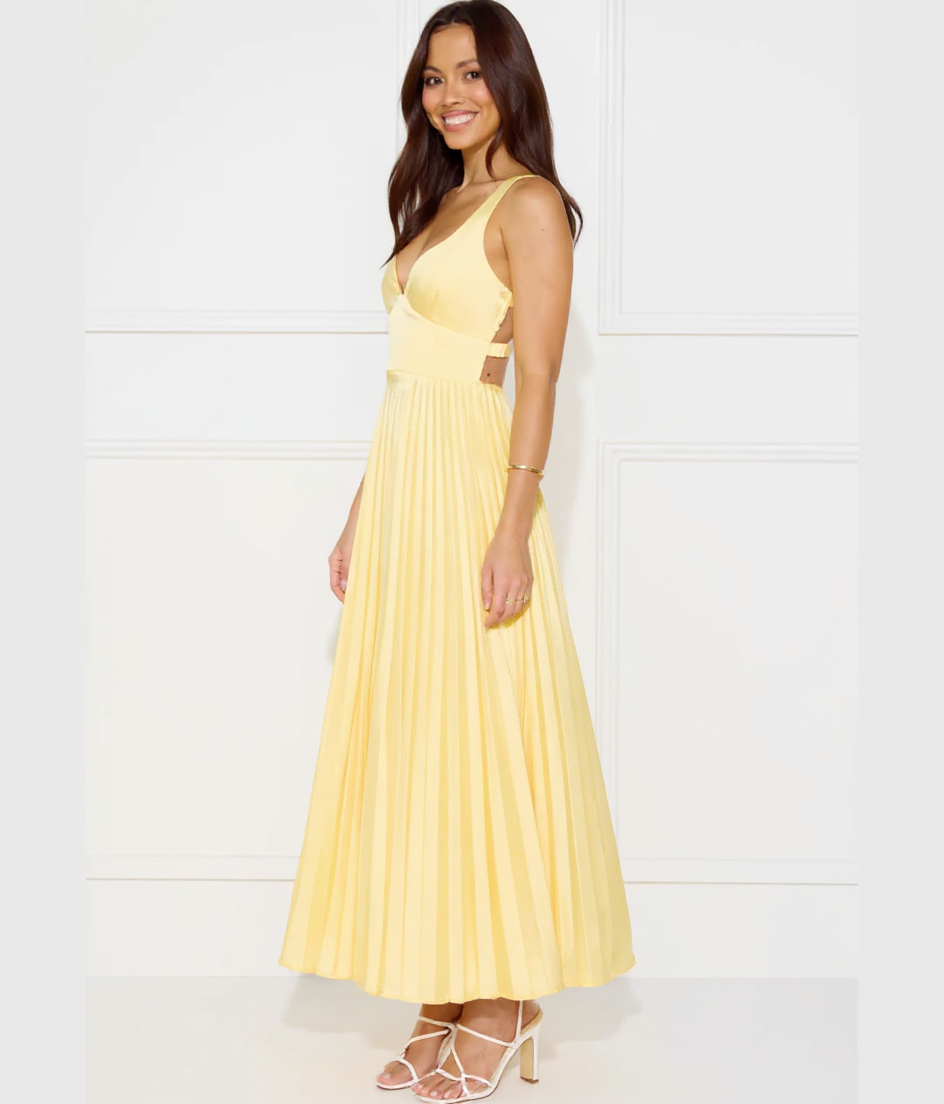 Juliet Sleeveless Pleated Maxi Wedding Guest Dress with Open Back