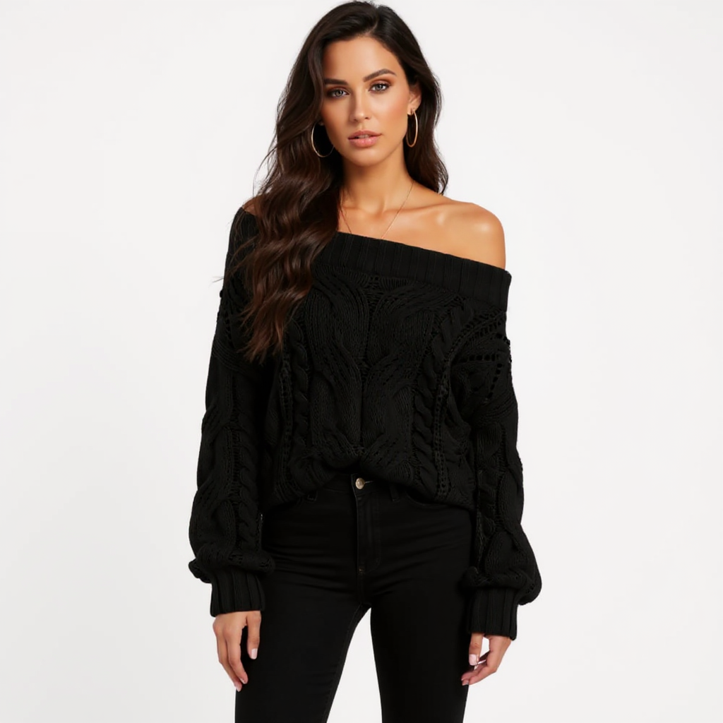 Yara Women Long Sleeve Round Neck Chunky Knit Sweater