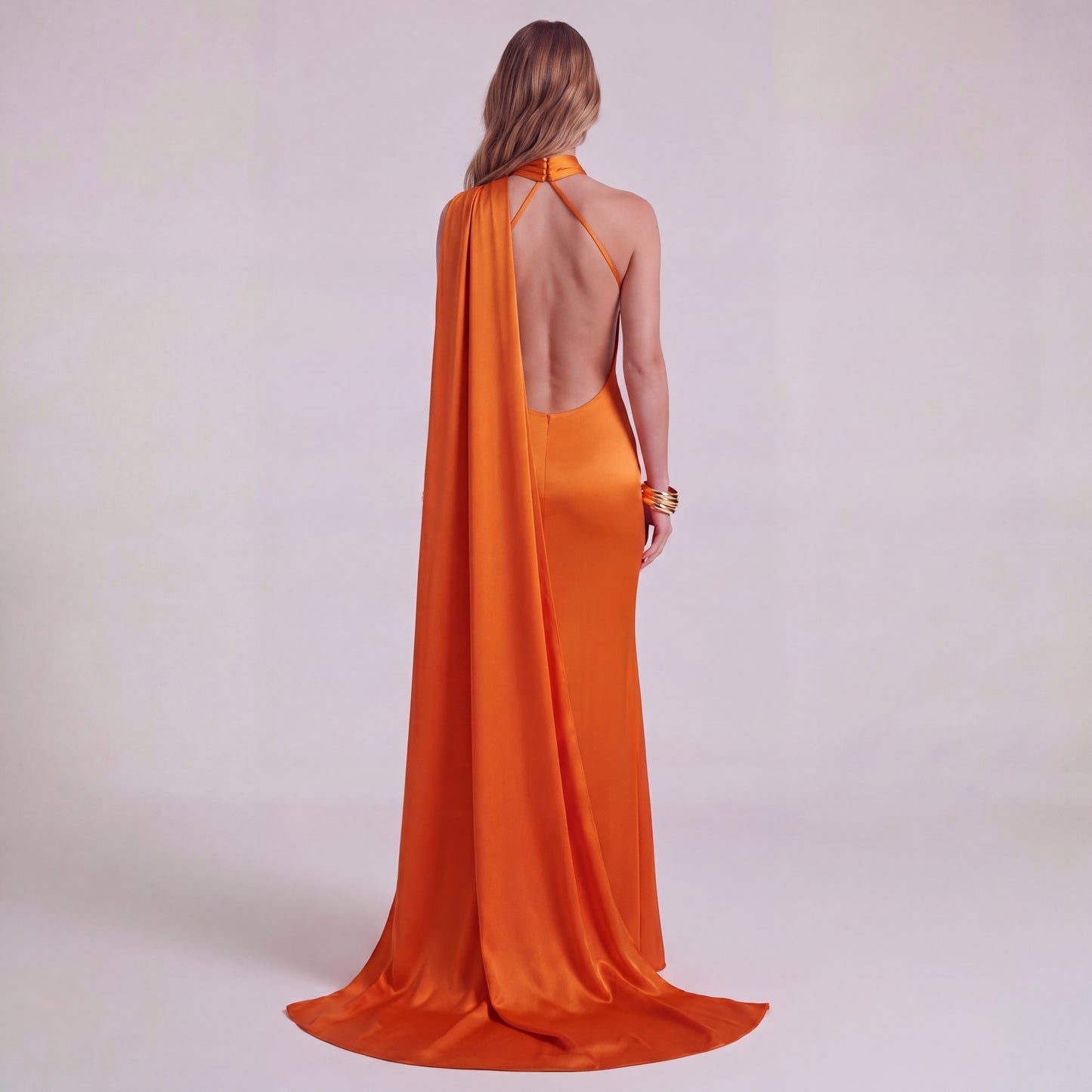 One-Shoulder Satin Maxi Dress